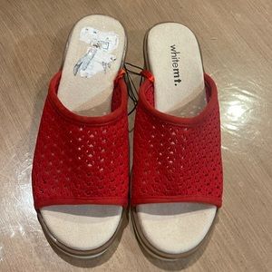 WHITE MT red cork wedges